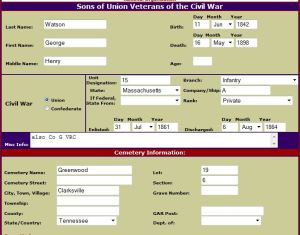 Sons of the Union Veterans National Grave Site Database - George Watson